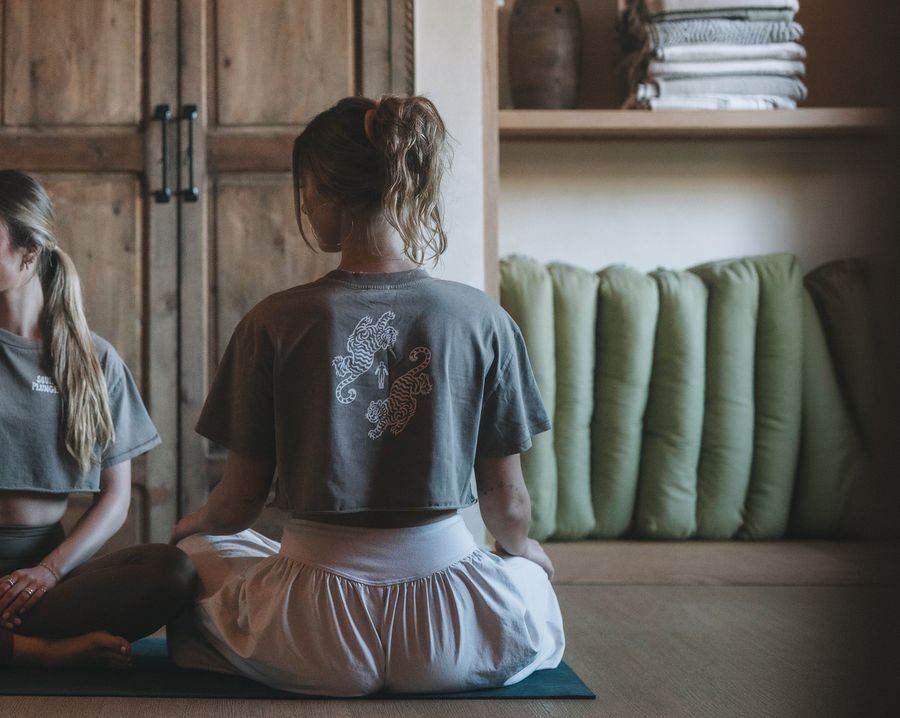A one-on-one yoga session on the mat